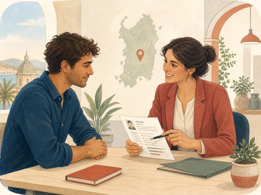 Consulente del Centro per l’impiego incontra una persona in cerca di lavoro in Sardegna